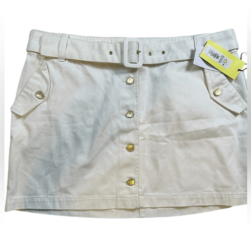 NWT Jenner’ Naylor Plus Size White Denim Button Mini Skirt Oversized Belt - 18 - Picture 5 of 11