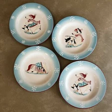Dessert Plates Penguin Polar Bear Harry & David Christmas Holiday Salad Lunch 