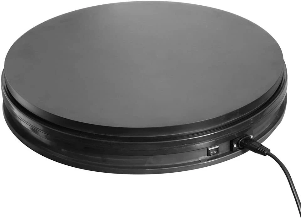 Electric Motorized Rotating Turntable Display Stand 14in 110Lb Max Loading Black - Image 2 of 4