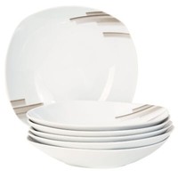 6Er Set Suppenteller Nevada Porzellan Weiß Tief Eckig 21,5Cm Teller
