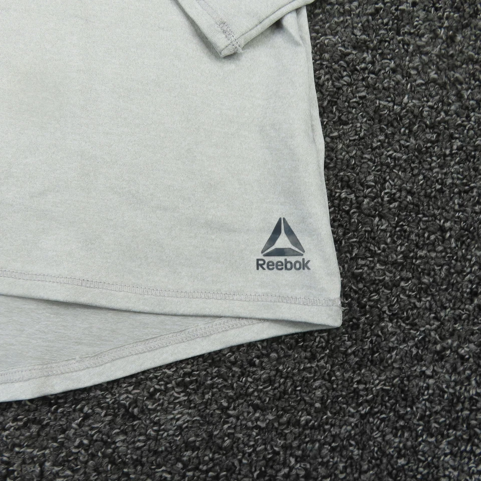 Camisa Reebok Mujer Pequeña Gris Manga Larga Transpirable Correr Gimnasio Damas Foto 2 de 4