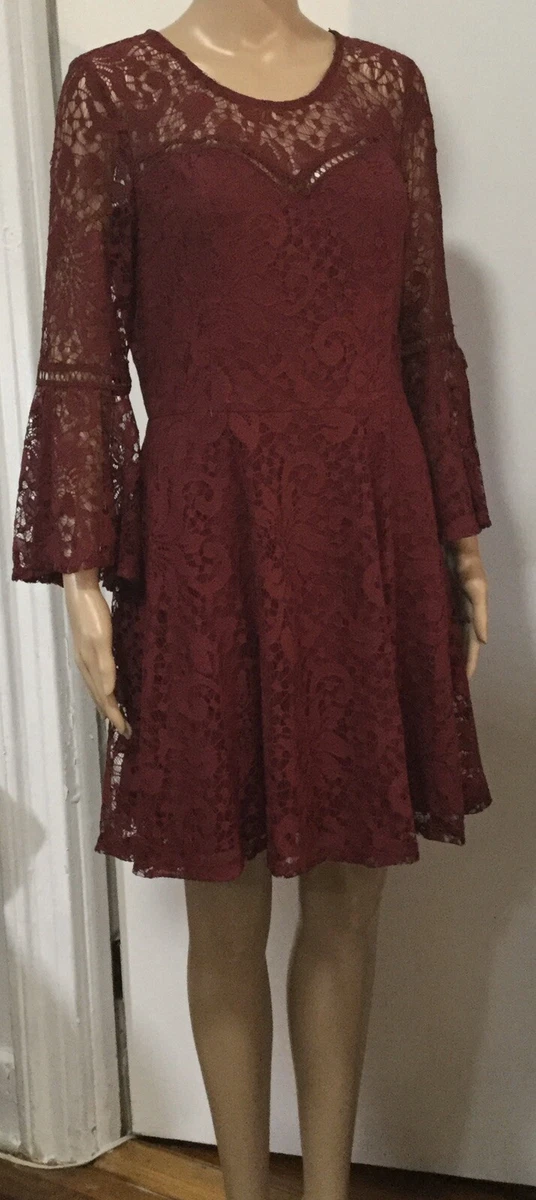 BCX Dress Bordeaux Lace Bell Sleeve Dress Size 13 NWT W114 eBay