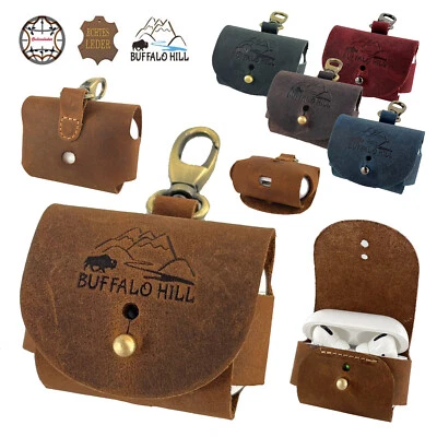 BUFFALO HILL Schutzhülle Apple Air Pods Pro 1 2 3 Echt Leder Case Cover Tasche Box Etui