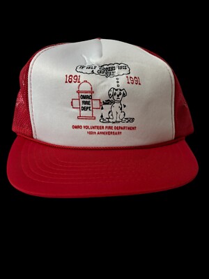Vintage Omro Volunteer Fire Department 100th Anniversary 1991 Trucker Hat