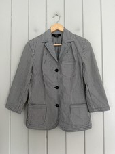 Talbots Gingham Blazer 6 Stretch Black White Cotton Poplin Sprint Summer