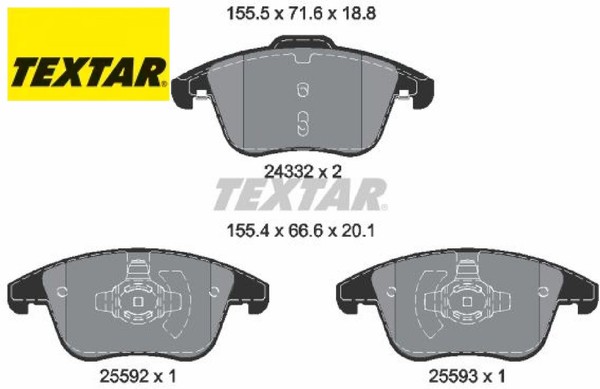 Textar 2433205 Bremsbelagsatz FüR Scheibenbremse Bremsbelagsatz FüR Ford-image