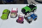 Vintage 1960s/70s Tonka Volkswagen Beetle Bug Pink Pickup & Jeep Green Lot of 5