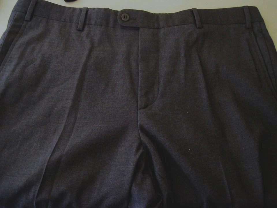 ZANELLA- Italy Big & Tall Mens 38 X 34 Wool Trousers Dark Gray-Super 120s Wool - Image 2 of 4