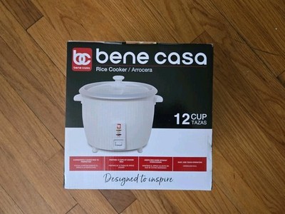 Bene Casa Rice Cooker Veg Steam Glass Lid Nonstick Aluminum Inner Pot 6 cup NEW