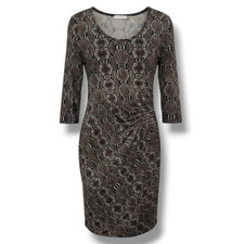 CK Calvin Klein Snake Wrap Pleated Print Dress 3/4 Sleeves Bodycon Sheath Dress