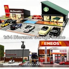 Diorama 1/64 Diecast Garage Model LED Lighting Parking Lot Display Case Model US