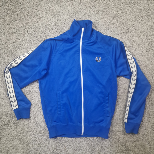 Fred Perry, Fred Perry Jacket Mens Small Vintage Blue Taped Sleeves Tracksuit Top Zip