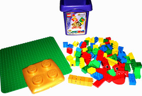 DUPLO LEGO 50th ANNIVERSARY #4085 COMPLETE/91 Pc./BUILDING PLATE/GOLD BRICKS '05