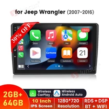 2+64GB Android 14 CarPlay Car Stereo Radio GPS WIFI For Jeep Wrangler 2007-2016