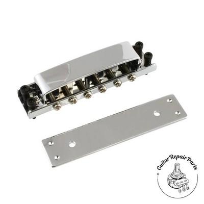 Bridge Assembly for 6-string Rickenbacker w. Cover and Baseplate - Chrome
