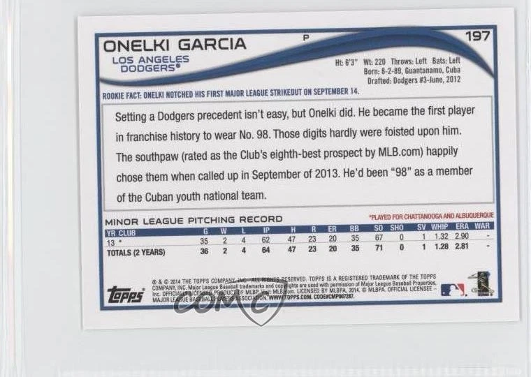 2014 Topps Mini Onelki Garcia #197 Rookie RC - Image 2 of 2