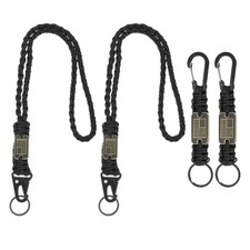 Paracord Keychain Carabiners Clip, 4Pcs 21.7/6" Black