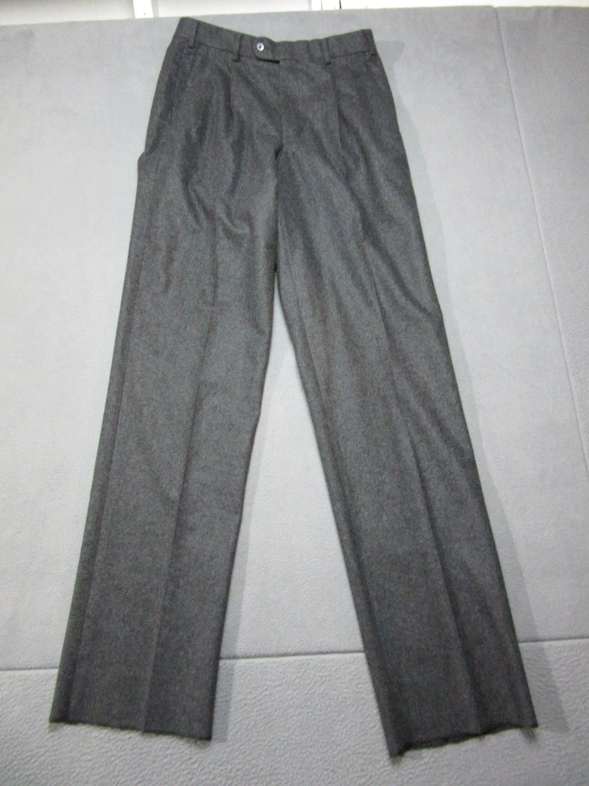 Hiltl Dress Pants Mens 33x38 Black Wool Designer Raw Hem Pleated Dress Italy