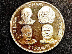 Vintage Communist Medal - Lenin Stalin Marx Togliatti - 35 mm
