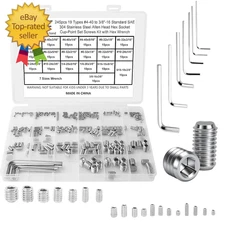 245 Pcs 19 Sizes Set Screw Assortment Kit, SAE Allen Head Grub Screws for Bathro