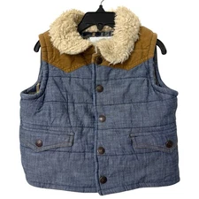 Tucker + Tate Boys 2 Chambray Quilted Vest Sherpa Corduroy Cabincore Western