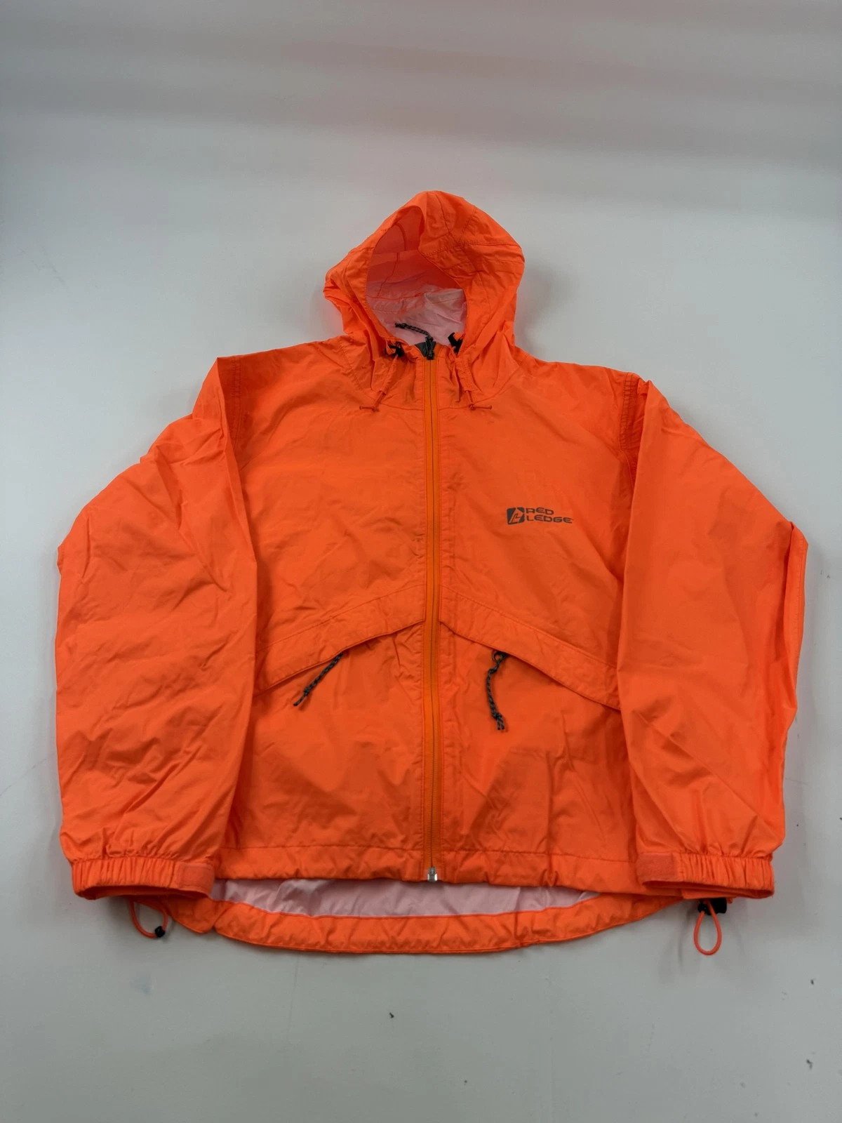 Red Ledge Jacket Mens XS Orange Hooded Packable Nylon Hiking Windbreaker