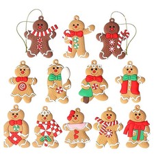 12Pcs Ornaments for Christmas Assorted Plastic Gingerbread Figurines9700