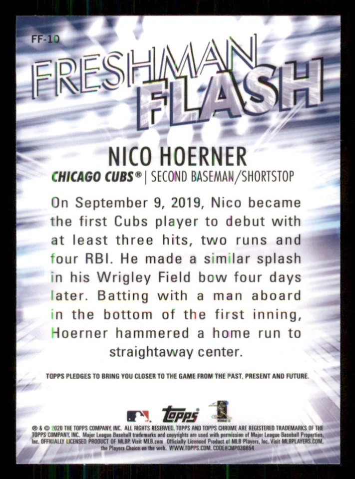 2020 Topps Chrome Freshman Flash #FF10 Nico Hoerner - Image 2 of 2