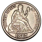 1887 Seated Liberty Dime – AU Details – 90% Silver – Philadelphia Issue #942
