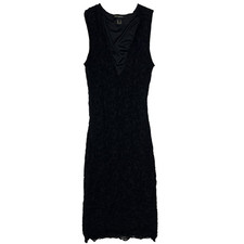 Revamped Black Lace Deep V Neck Sleeveless Bodycon Mini Dress Sz XS Goth Evening