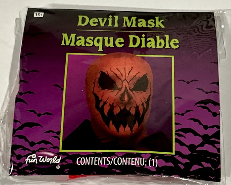 Fun World Halloween Demon Devil Scary Horror Stocking Mask, Red, One-Size - Image 2 of 3