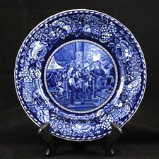 Antique Staffordshire Blue Historical Plate Death of Capt Lawrence Transferware