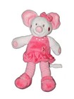 Doudou souris rose fleur brodee Nicotoy 26 cm 579/8811