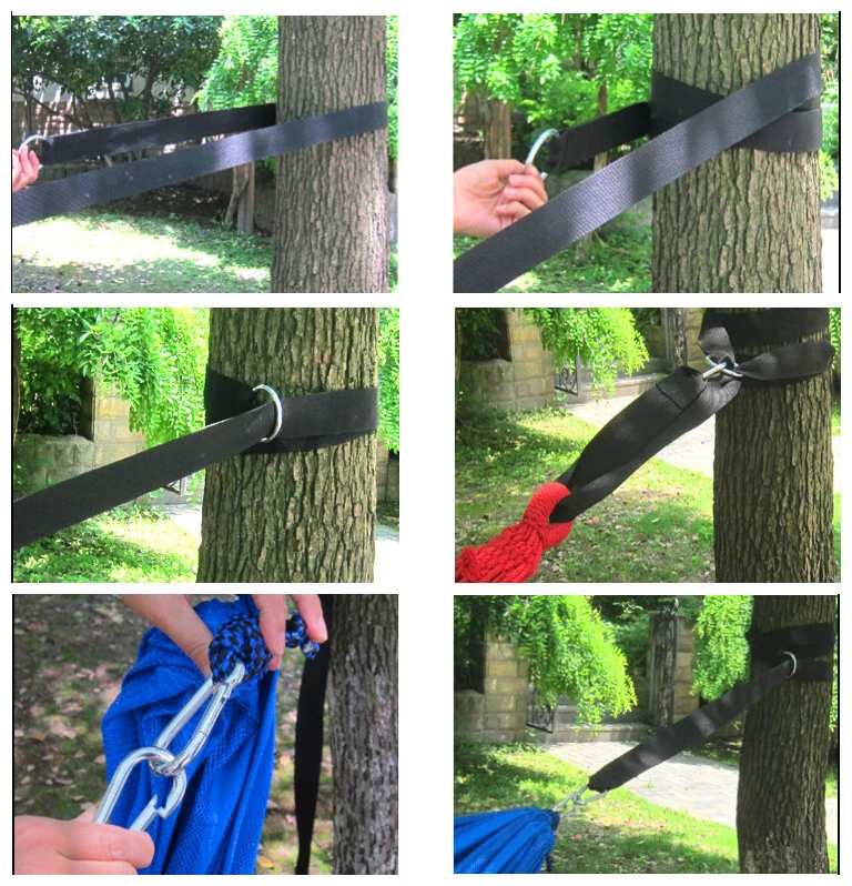 HAMACA PORTÁTIL AZUL CUERDAS PARA DORMIR VIAJE AL AIRE LIBRE CAMPING MOCHILA Foto 2 de 4