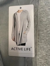 NWT $118 ACTIVE LIFE Women S Hoodie Jacket Open Front Cardigan w Thumbholes WARM