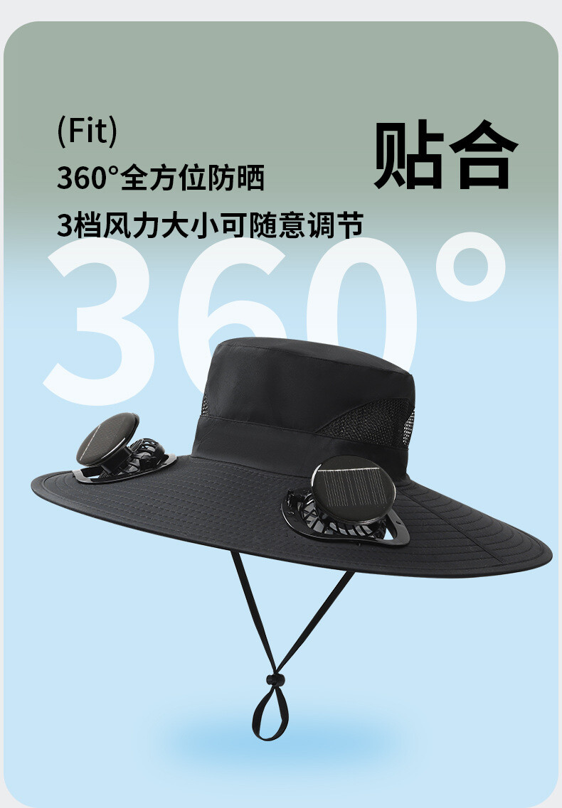 Solar Fan Hat Garden Sun Hat USB/Solar Charging For Mens UV