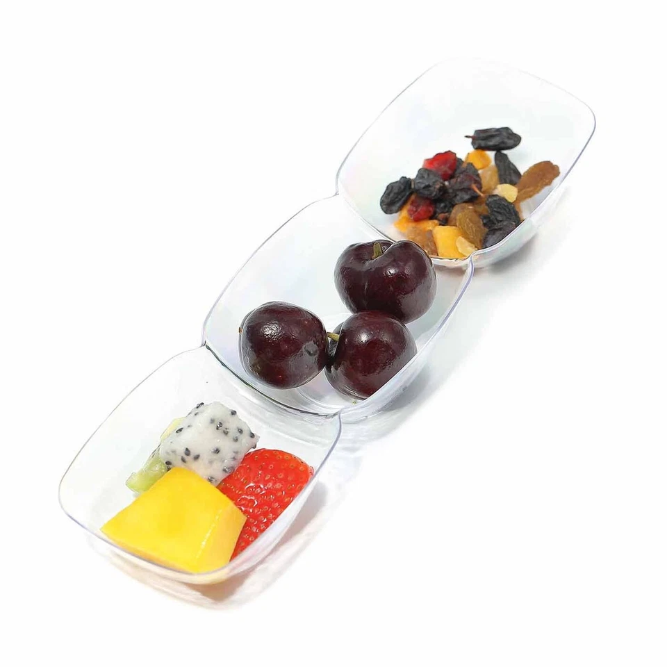 Clear Rectangular Disposable Plastic Heavy Duty 3-Hole Mini Plastic Bowls 240pcs - Image 4 of 4
