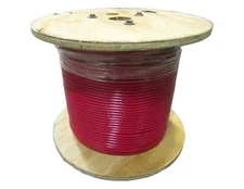 1/8" - 3/16" X 250' Red Vinyl Coated Aircraft Cable UV Protected Fence Guide