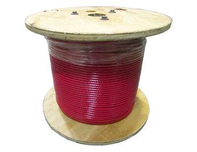 250' Red Vinyl Coated 1/8''-3/16'' Aircraft Cable 7x19 UV Fence & Rigging Wire