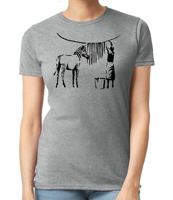 Banksy Zebra Wash T-Shirt Ladies Street Urban Art Graffiti Design Women Tee Top