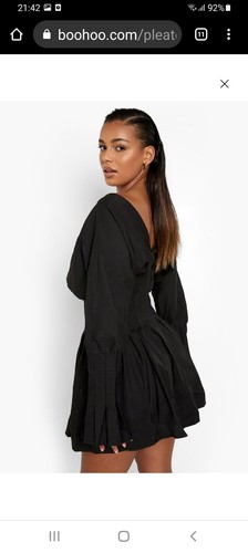 BOOHOO PLEATED BLACK SHORT DRESS SIZE 6 - Picture 7 of 9