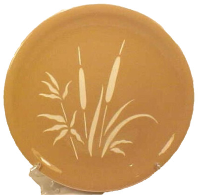 Harker Everglades Dinner Plate Pottery Tan Cream Cat Tails Mid Century Modern