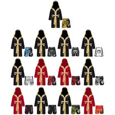 Kids Boys Boxing Outfit Kickboxing Robes With Shorts Street Cloak And Belt Set