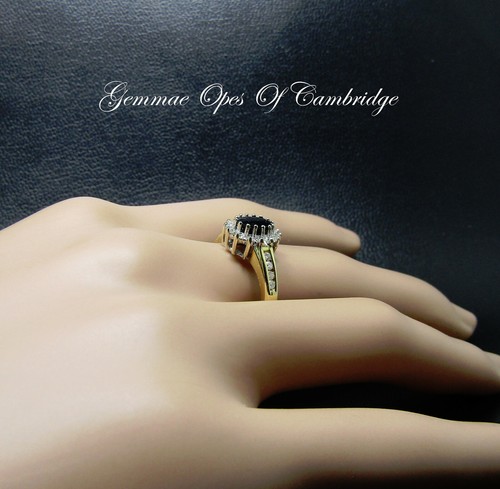 18ct Gold Ring Sapphire and Diamond Cluster Size P 3.99g 18k - Picture 5 of 10
