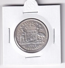 AUSTRALIAN: 1943 PRE-DECIMAL GEORGE VI SILVER FLORIN F-VF COIN   #928