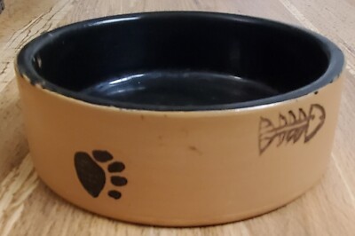 5  Cat Dog Pet Bowl Pottery Food Water Dish Fish Paw Prints