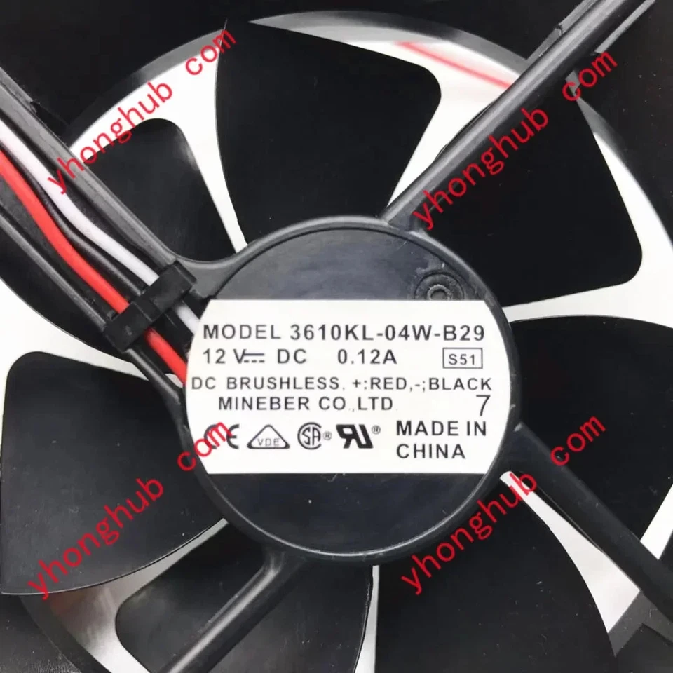 NMB-MAT 3610KL-04W-B29 S51 DC 12V 0.12A 90X90X25mm 3-Wire Server Cooling Fan - Image 3 of 4
