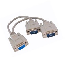 6 Inch DB9 Y-Cable Splitter Adapter Female to 2x Male PC 9 Pin Serial RS-232 6"