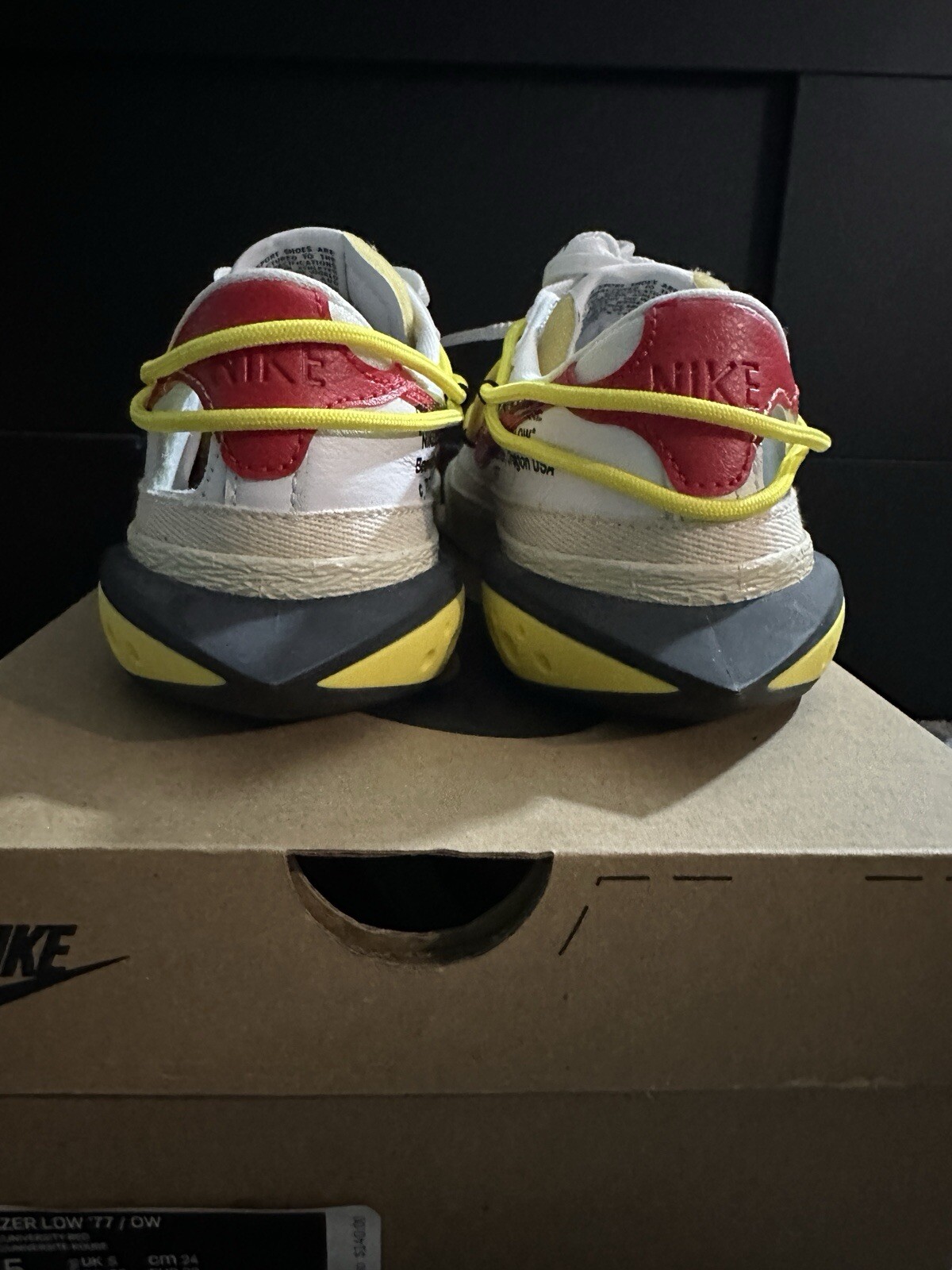 OFF WHITE X NIKE Taglia 5 5 Nike Off White x Blazer Basso Bianco Università Rosso