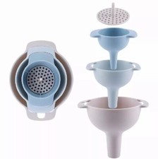 Set imbuto cucina 3 pezzi con colino staccabile - olio, liquido e ingrediente secco